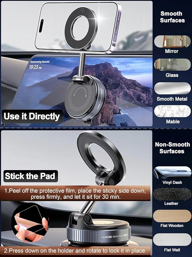 Duno™ Magnetic MagSafe Car Mount — 360° Strong Hold Phone Holder for Smooth & Safe Driving