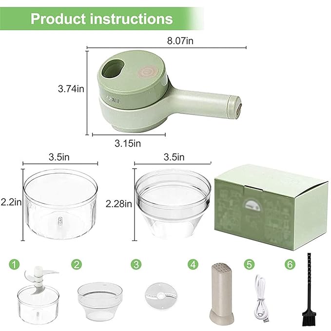 Duno™ 4 in 1 SmartMini Electric Chopper | Rechargeable Mini Food Processor (250ml)