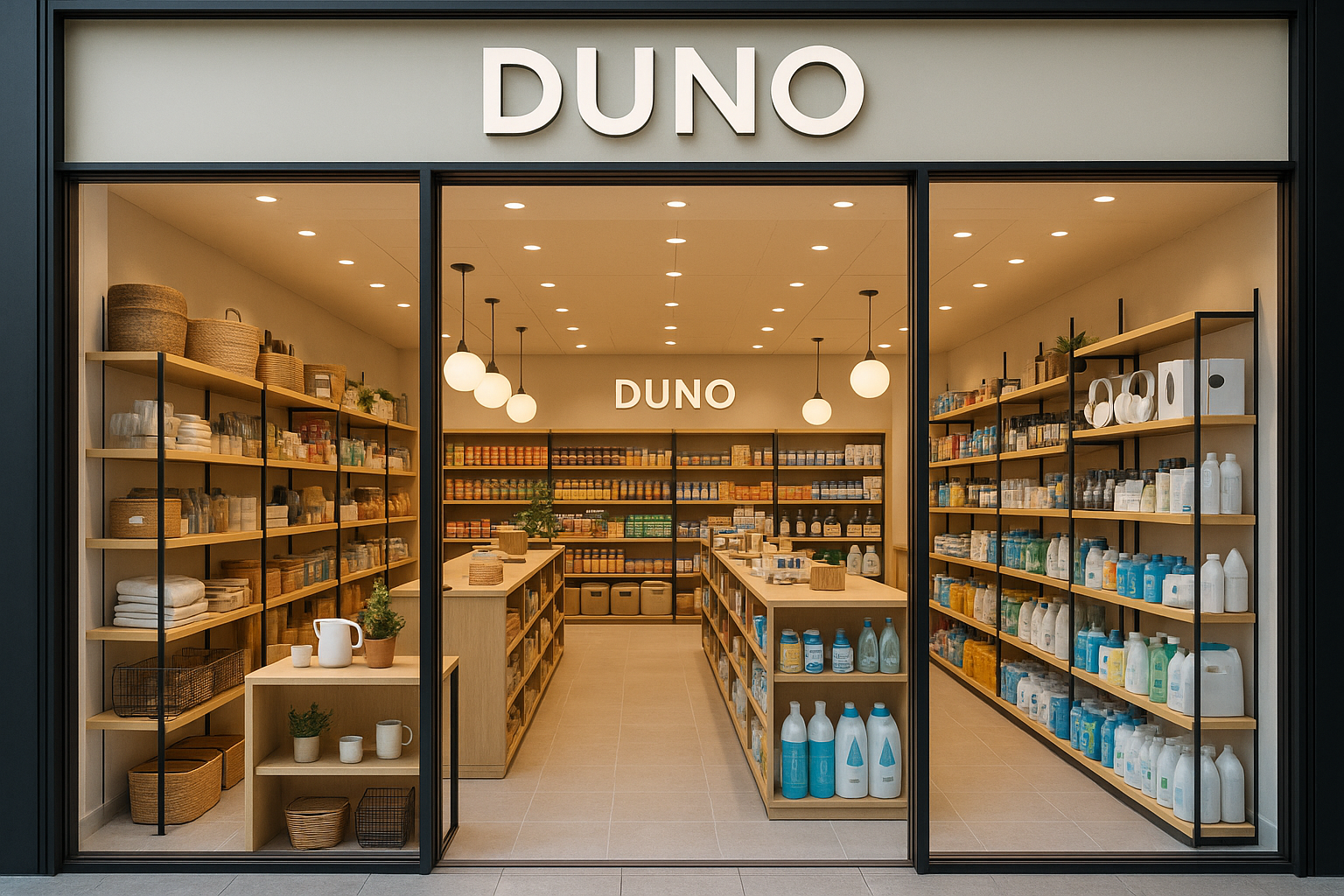 A photo for landing page for a genral store Store name DUNO