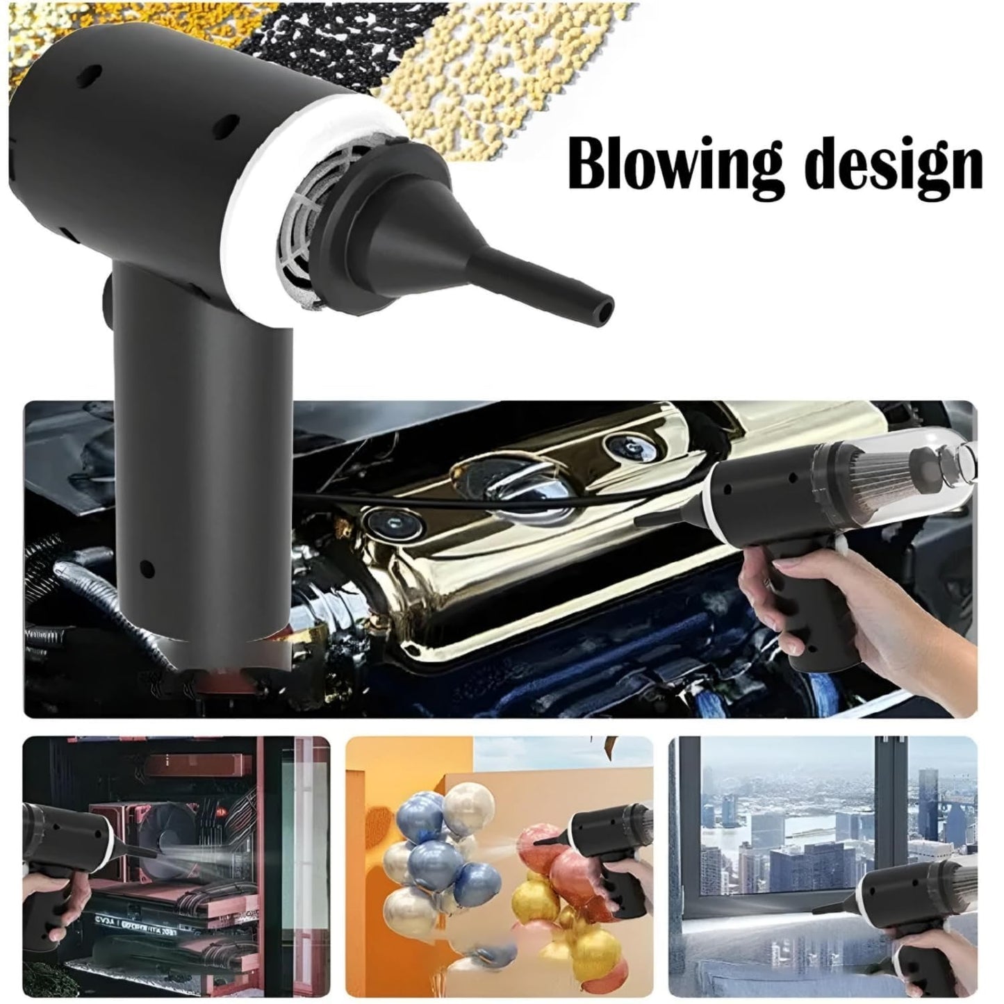 3 in 1 Duno Mini Car Vacuum Cleaner – Portable Handheld Car Vacuum for Quick & Deep Cleaning